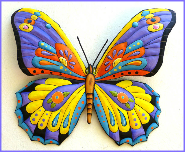 Butterfly wall hanging - painted metal